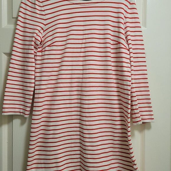 J. Crew Red & White Striped Long Sleeve Crewneck Mini Dress Size S - Picture 1 of 7
